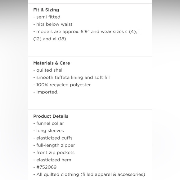 QUILTED PUFFER JACKET NWOT - Picture 5 of 5